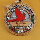 Wooden Cardinal Memorial Ornament
