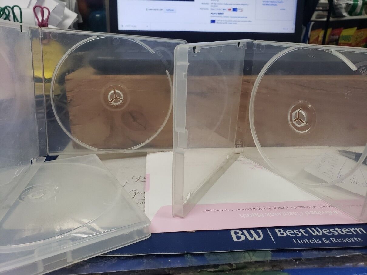Lot Of 20 Single dvd cd used Cases Standard Clear Plastic - 10 mm 4.7" x  5.5"