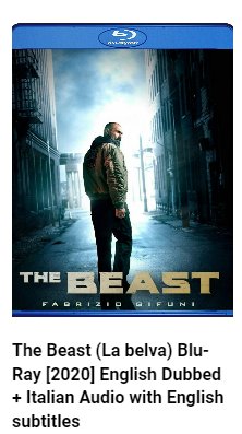 The Beast (La belva) Blu-Ray [2020] English Dubbed + Italian Audio with English subtitles
