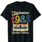 Vintage September 1988 Cassette 33rd Birthday Decorations T-Shirt