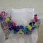Fun and Festive White and Multicolored Hand Crocheted  Fur Trimmed Socks