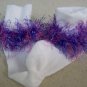 Purple and Pink Fur Trimmed Hand Crocheted Socks