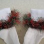 Christmas Green and Red Fur Trimmed Hand Crocheted Socks