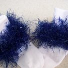 Sparkle Blue Trimmed Hand Crocheted Socks