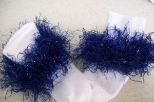 Sparkle Blue Trimmed Hand Crocheted Socks