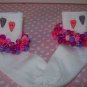 Valentine Girls Custom Beaded Crocheted Socks Pink and Purple-Ladies Sizes Available