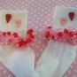 Valentine Girls Custom Beaded Crocheted Socks Red and Pink-Ladies Sizes Available