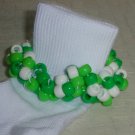 St Patrick's  Girls Custom Beaded Crocheted Socks Green and White-Ladies Sizes Available