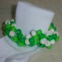 St Patrick's  Girls Custom Beaded Crocheted Socks Green and White-Ladies Sizes Available