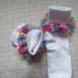 Custom Spring Rainbow Crocheted Beaded Bobby Socks Pink