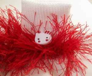 Fluffy Red Hello Kitty Crocheted Bobby Socks