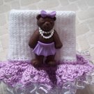 Purple Princess Bear Girls Custom Beaded Crocheted Socks
