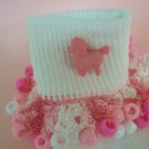 Pink Poodle Girls Custom Beaded Crocheted Socks