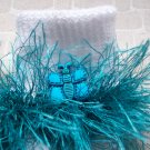 Furry Blue Butterfly Fluffy Girl's Crocheted Socks