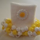 Craizy Daisy Flowered Yellow and White  Beaded Crocheted Socks