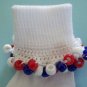 Patriotic Red White and Blue Girls Custom Beaded Crocheted Socks
