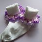 Purple Plaid Crocheted Beaded Bobby Socks Pink