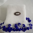 White and Dark Blue Football Spirit Beaded Bobby Socks