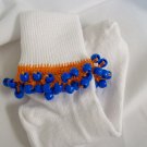 Orange and Royal Blue  Cheerleading/School Spirit Beaded Bobby Socks