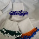 Dark Green and White Cheerleading/School Spirit Beaded Bobby Socks