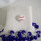 White and Dark Blue Baseball Spirit Beaded Bobby Socks
