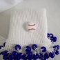 White and Dark Blue Baseball Spirit Beaded Bobby Socks