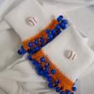 Orange and Royal Blue Baseball Spirit Beaded Bobby Socks