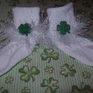 St Patrick's Shamrock  Fur Trimmed Hand Crocheted Socks