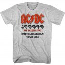 ACDC We Salute You North American Tour 1982 Men's T Shirt Rock Band Concert