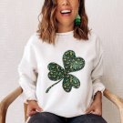 Leopard Print Shamrock Sweatshirt, Lucky Clover, St Patricks Day Sweater
