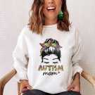 Autism Mom Sweatshirt, Messy Bun, Autistic Puzzle Pieces, Lash Girl, Autism Awareness