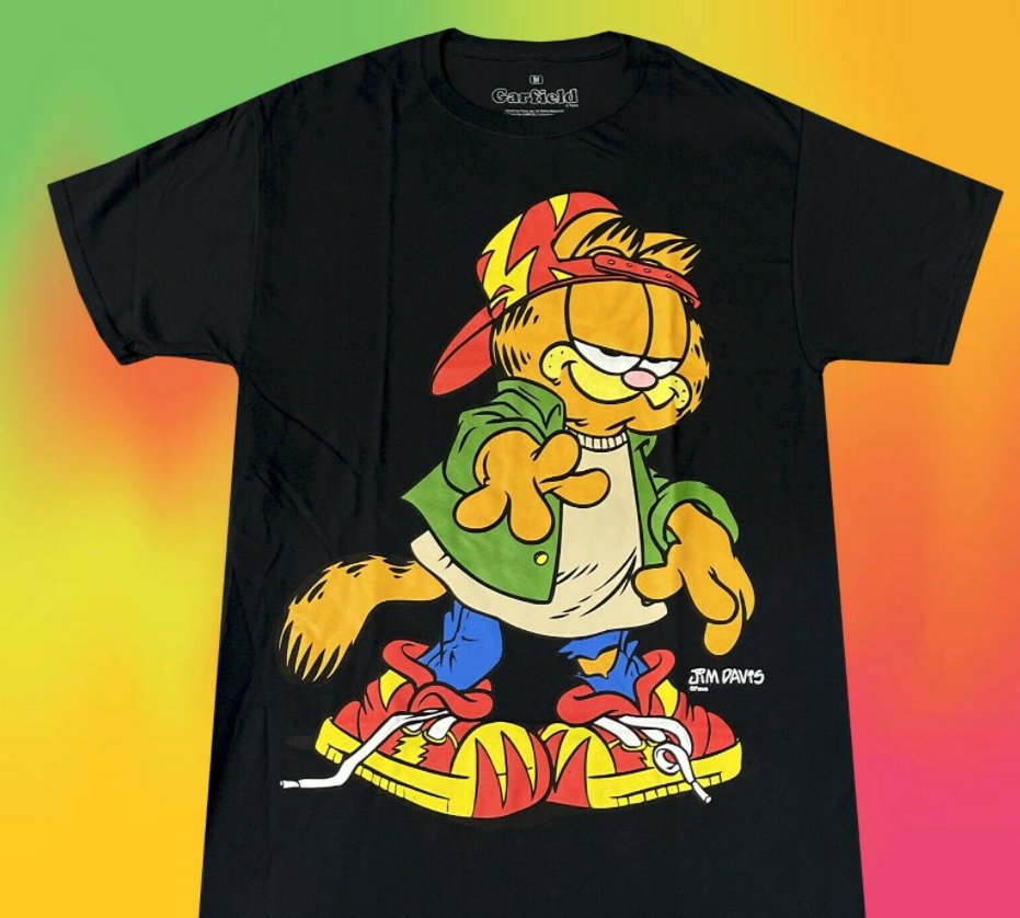 New Garfield The Cat Black Vintage Men's T-Shirt