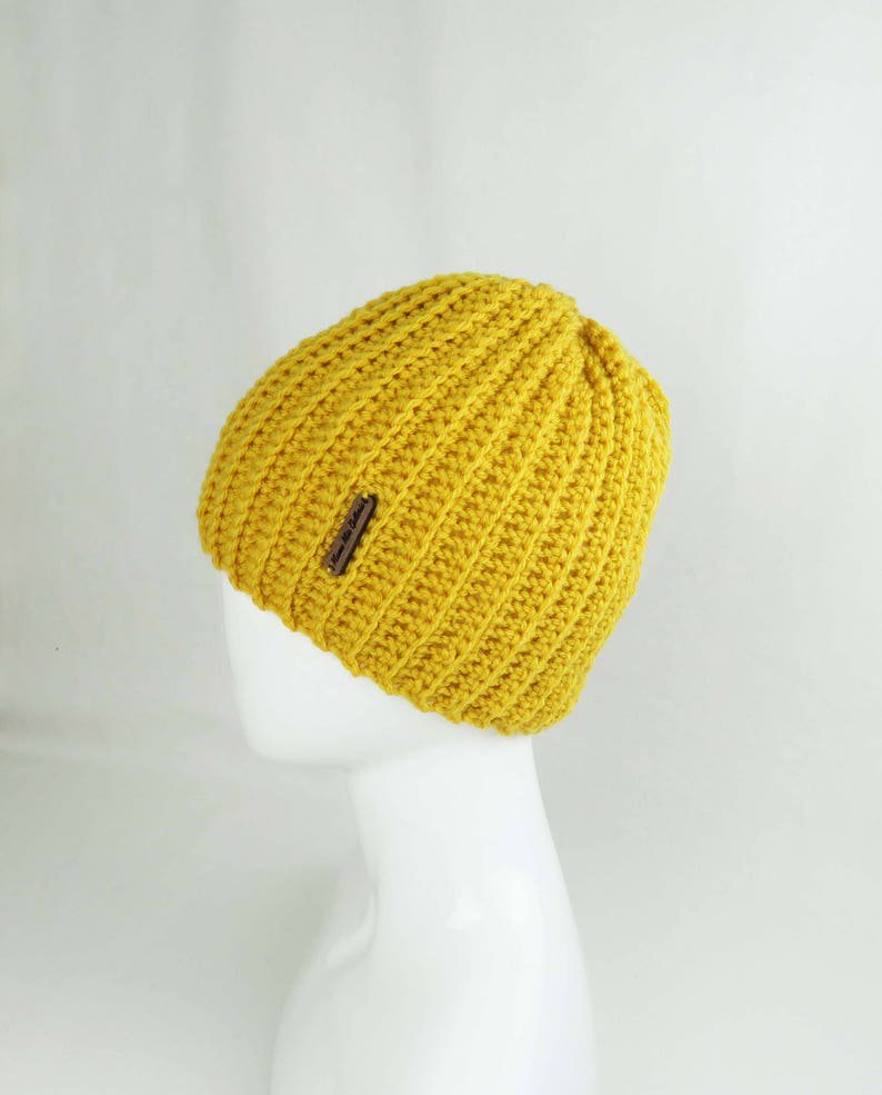 Yellow Crochet Beanie  Women