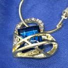 Earrings Blue Crystal and Zircon Hollow Abstract Heart #335 USA Seller