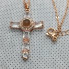 Necklace Lord's Prayer Jeweled Cross #332 USA Seller