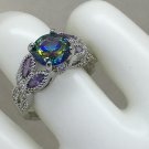 Ring Rainbow Round Zircon 925 Sterling Silver #323 USA Seller Ring Rainbow Round Zircon 925 Sterling Silver #323 USA Seller