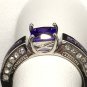 Ring 2 Ring Set Wedding Engagement 10K White Gold Filled Purple #13 USA Seller