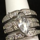 Ring Set of 3 Wedding Engagement CZ White Gold Filled #21 USA Seller