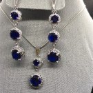 Necklace Earring Ring Set Round Shape Dark Blue CZ #41 USA Seller Necklace Earring Ring Set Round Shape Dark Blue CZ #41 USA Seller