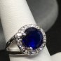 Necklace Earring Ring Set Round Shape Dark Blue CZ #41 USA Seller