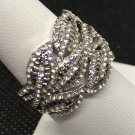 Ring Leaf Shape Clear CZ in 925 Sterling Silver #49 USA Seller