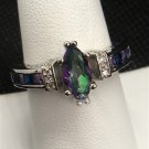 Colorful Marquise Cut Zircon Ring #61 USA Seller