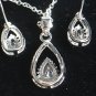 Earring Necklace Set 925 Sterling Silver Water Drop CZ #64 USA Seller