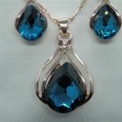 Necklace Earring Set Turquoise Blue Colored Crystal in Rose Gold #83 USA Seller Necklace Earring Set Turquoise Blue Colored Crystal in Rose Gold #83 USA Seller