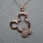 Necklace MM Mouse Shape Rose Gold Plate with Rhinestones #86 USA Seller