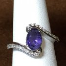 Ring Oval Shape Purple Crystal 925 Sterling Silver #109 USA Seller Ring Oval Shape Purple Crystal 925 Sterling Silver #109 USA Seller