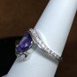 Ring Oval Shape Purple Crystal 925 Sterling Silver #109 USA Seller