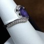 Ring Oval Shape Purple Crystal 925 Sterling Silver #109 USA Seller