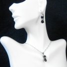Necklace Earring Set Novelty Black CZ Cat #112 USA Seller