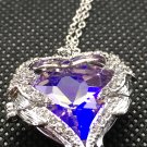 Necklace Angel Wing Purple Crystal Heart White Gold #144 USA Seller